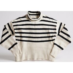 A NEW DAY Womens Black White Stripe Turtle Neck Sweater Sz XS
